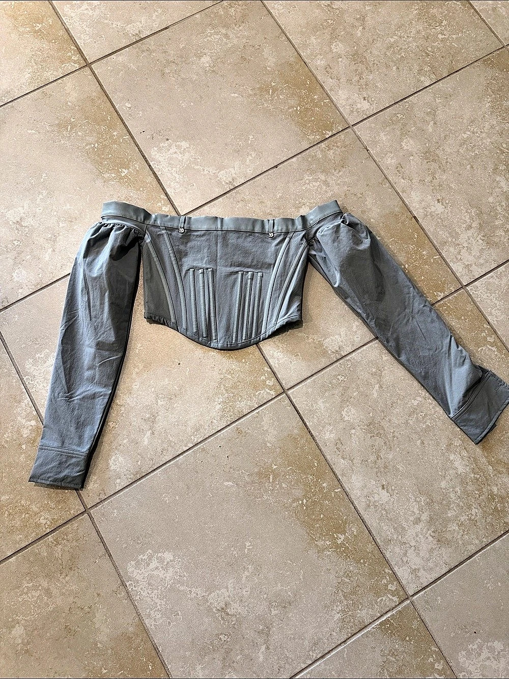 Maniere De Voir Ursula Off-Shoulder Corset Top Gray Size 8